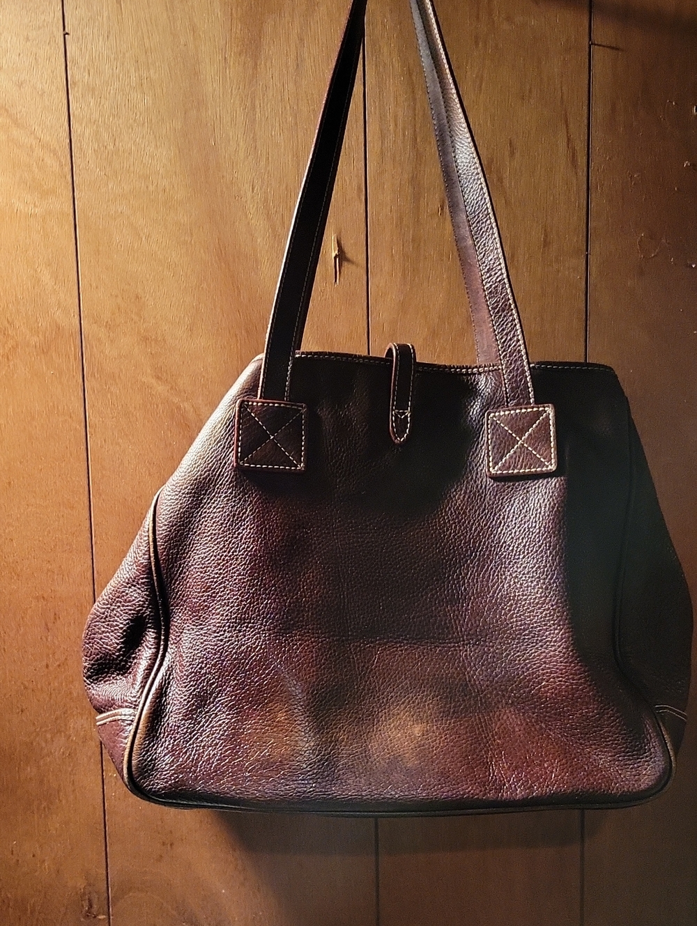 Vintage Dooney & Bourke Brown Pebble Leather Tote Ex-large - Picture 3 of 16